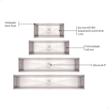 Canal Organizador para Sobrepor Tramontina Aço Inox com Acabamento Scotch Brite 90x18 cm 94534002