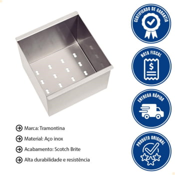 Escorredor Profundo Tramontina para Canal Organiz. Aço Inox Scotch Brite Sobrepor 15x15cm 94534010
