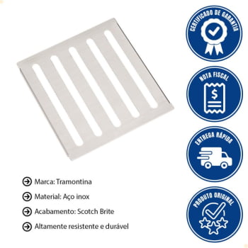 Escorredor Tramontina para Canal Organizador Aço Inox Scotch Brite para Sobrepor 15x15 cm 94534012