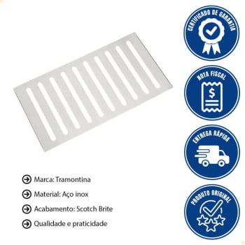 Escorredor Tramontina para Canal Organizador em Aço Inox Scotch Brite para Sobrepor 30x15cm 94534013