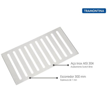 Escorredor Tramontina para Canal Organizador em Aço Inox Scotch Brite para Sobrepor 30x15cm 94534013