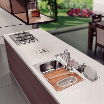 Escorredor Tramontina para Canal Organizador em Aço Inox Scotch Brite para Sobrepor 30x15cm 94534013