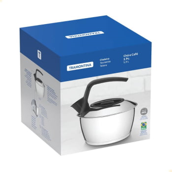 Chaleira Tramontina em Aço Inox com Fundo Triplo Cabo Preto 1,5 Litros 61485160