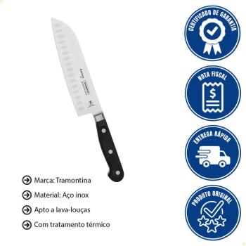 Faca Santoku Century com Lâmina em Aço Inox e Cabo em Policarbonato 7" 24020107