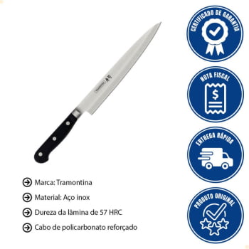 Faca Yanagiba Tramontina Sushi Lâmina Aço Inox Cabo de Policarbonato com Fibra de Vidro 9" 24039009