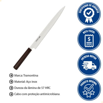 Faca Yanagiba Tramontina Sushi Lâmina em Aço Inox e Cabo de Nylon 13" 24230043