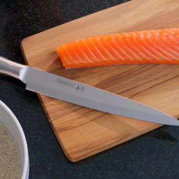  Faca Yanagiba Tramontina Sushi Diamond com Lâmina e Cabo em Aço Inox 13" 24240013