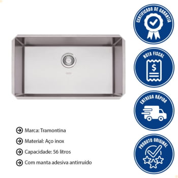 Cuba Embutir Tramontina Design Collection Quadrum Undermount Aço Inox Scotch Brite 70x40 cm 94000112