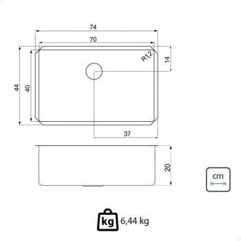 Cuba Embutir Tramontina Design Collection Quadrum Undermount Aço Inox Scotch Brite 70x40 cm 94000112
