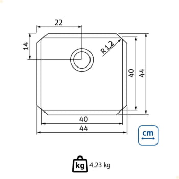 Cuba Embutir Tramontina Design Collection Quadrum Undermount Aço Inox Scotch Brite 40x40 cm 94005112