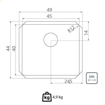 Cuba Embutir Tramontina Design Collection Quadrum Undermount Aço Inox Scotch Brite 45x40 cm 94006112