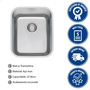 Cuba de Embutir Tramontina Dora 34 BL R6 em Aço Inox Acetinado com Válvula 34x40 cm 94017122