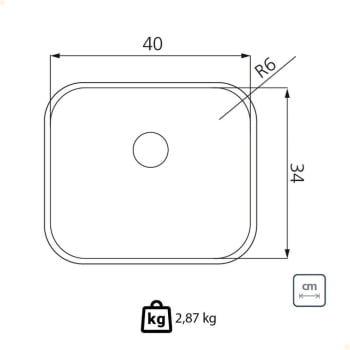 Cuba de Embutir Tramontina Dora 40 BL R6 em Aço Inox Acetinado com Válvula 4 1/2'' 40x34 cm 94017112