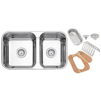 Cuba Tramontina Isis 2C 34 28 BS 69x40cm Aço Inox com Acabamento Polido com Acessórios 94062412