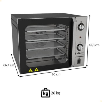Forno Convector Venâncio Smart Basic 4 Esteiras Corpo Preto Painel Inox 220V FCSB4EPRIN 15487