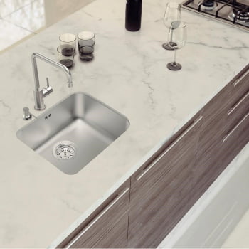 Cuba de Embutir Tramontina Dora 40 BL R6 em Aço Inox Acetinado com Válvula e Escape 40x34cm 94017113