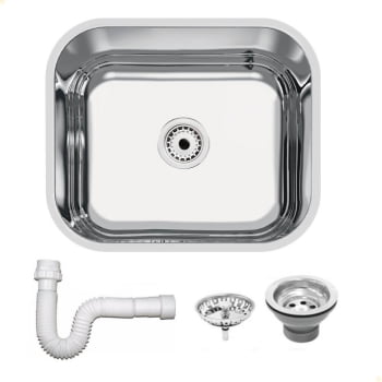 Cuba Tramontina Lavínia 40x34 cm Standard em Aço Inox Polido 40 BL com Válvula e Sifão 94081507