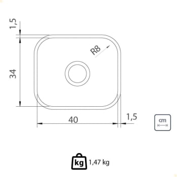 Cuba Tramontina Lavínia 40x34 cm Standard em Aço Inox Polido 40 BL com Válvula e Sifão 94081507