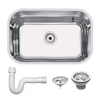 Cuba Tramontina Lavínia 47x30 cm Standard em Aço Inox Polido 47 BL com Válvula e Sifão 94083507