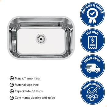 Cuba Tramontina Lavínia 47x30 cm Standard em Aço Inox Polido 47 BL com Válvula e Sifão 94083507