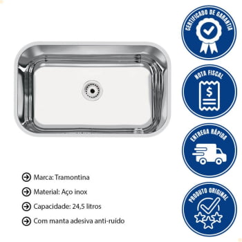 Cuba Tramontina Lavínia 56x34 cm Standard em Aço Inox Polido 56 BL com Válvula e Sifão 94085507