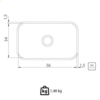 Cuba Tramontina Lavínia 56x34 cm Standard em Aço Inox Polido 56 BL com Válvula e Sifão 94085507