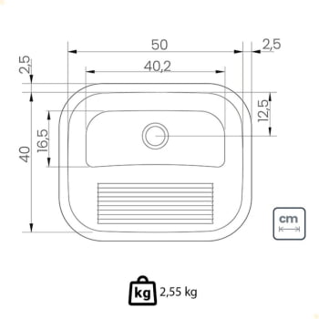 Tanque de Encaixe Tramontina Hera 34 L em Aço Inox Acetinado 50x40 cm 94400107