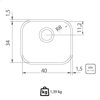 Cuba Tramontina Lavínia 40 BL Prime em Aço Inox Acetinado 40x34 cm com Válvula 94020102