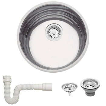 Cuba Redonda Tramontina Luna 38 BL Standart em Aço Inox Polido 38 cm com Válvula e Sifão 94075507