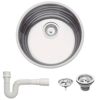 Cuba Redonda Tramontina Luna 35 BL Standart em Aço Inox Polido 35cm com Válvula e Sifão 94073507