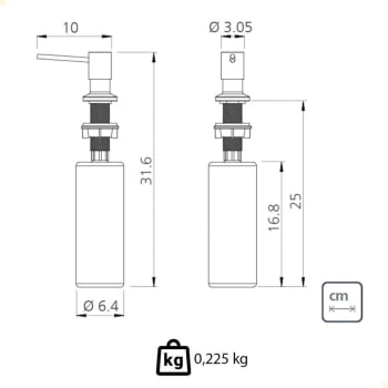 kit Lixeira de Embutir Tramontina em Aço Inox com Balde Plástico 5 L e Dosador de Sabão 500 ml 