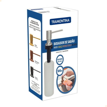 kit Lixeira de Embutir Tramontina em Aço Inox com Balde Plástico 5 L e Dosador de Sabão 500 ml 