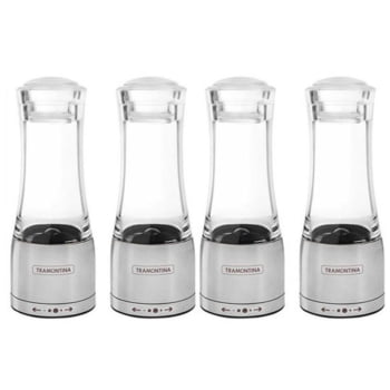 Moedor Aço Inox Acrílico Tramontina para Sal e Pimenta 4 Unidades 61653000X4