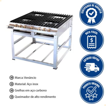 Fogão Industrial Nova Era 4 Queimadores Grandes Venâncio A Gás Sem Forno NEV22 57473