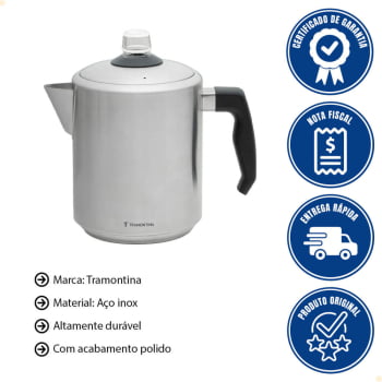 Cafeteira Percoladora Tramontina Em Aço Inox Com Cabo De Baquelite 2 Litros 61768030