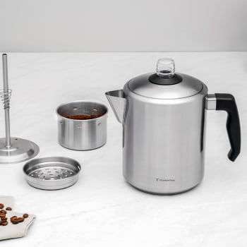Cafeteira Percoladora Tramontina Em Aço Inox Com Cabo De Baquelite 2 Litros 61768030