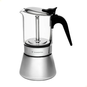 Cafeteira Italiana Tramontina Em Inox e Vidro Borossilicato Para Espresso 300 ml 61768060 Cafeteira Italiana Tramontina Em Inox e Vidro Borossilicato Para Espresso 300 ml 61768060