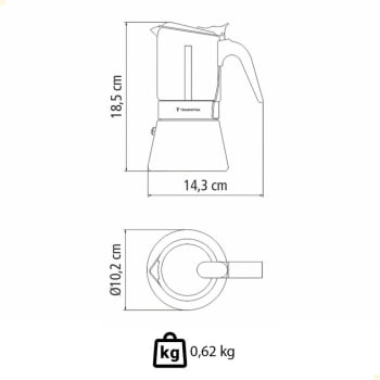 Cafeteira Italiana Tramontina Em Inox e Vidro Borossilicato Para Espresso 300 ml 61768060