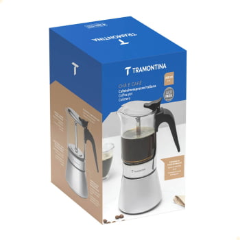 Cafeteira Italiana Tramontina Em Inox e Vidro Borossilicato Para Espresso 300 ml 61768060