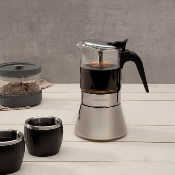 Cafeteira Italiana Tramontina Em Inox e Vidro Borossilicato Para Espresso 300 ml 61768060