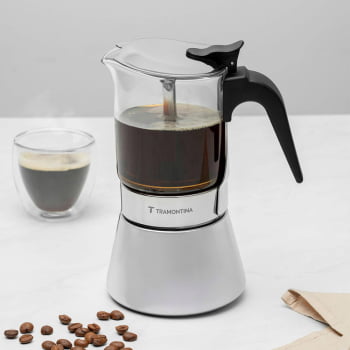 Cafeteira Italiana Tramontina Em Inox e Vidro Borossilicato Para Espresso 300 ml 61768060