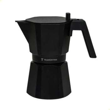 Cafeteira Expresso Italiana Tramontina Em Alumínio Preto Com Cabo Em Nylon 350 ml 61768040 Cafeteira Expresso Italiana Tramontina Em Alumínio Preto Com Cabo Em Nylon 350 ml 61768040