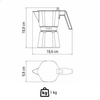 Cafeteira Expresso Italiana Tramontina Em Alumínio Preto Com Cabo Em Nylon 350 ml 61768040