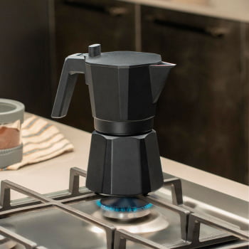 Cafeteira Expresso Italiana Tramontina Em Alumínio Preto Com Cabo Em Nylon 350 ml 61768040