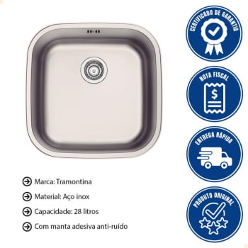 Cuba de Embutir ou Sobrepor Tramontina Aria Maxi 40 BS em Aço Inox Acetinado 40x40 cm 94029103