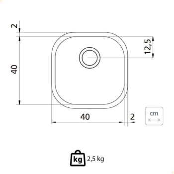 Cuba de Embutir ou Sobrepor Tramontina Aria Maxi 40 BS em Aço Inox Acetinado 40x40 cm 94029103