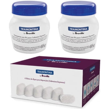 Conjunto 6 Elementos e 2 Unidades de Detergente em Pó Tramontina para Cafeteira Express 65g 6906691 Conjunto 6 Elementos e 2 Unidades de Detergente em Pó Tramontina para Cafeteira Express 65g 6906691