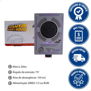 Espanta Rato e Morcego e 2 Unidade Remota Zebu ERMU 1/5 Turbo 10782-10790x2