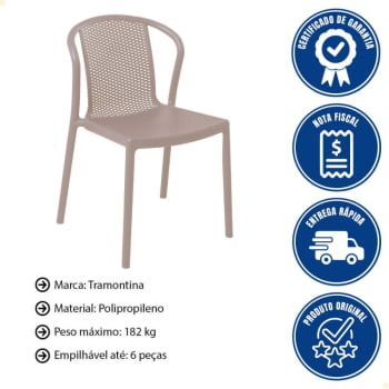 Cadeira Tramontina Summa Louise em Polipropileno e Fibra de Vidro Cor Carmuça 92085210