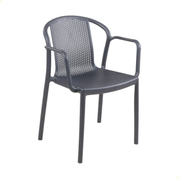 Cadeira Tramontina Summa Louise em Polipropileno e Fibra de Vidro Com Braços Grafite 92086007